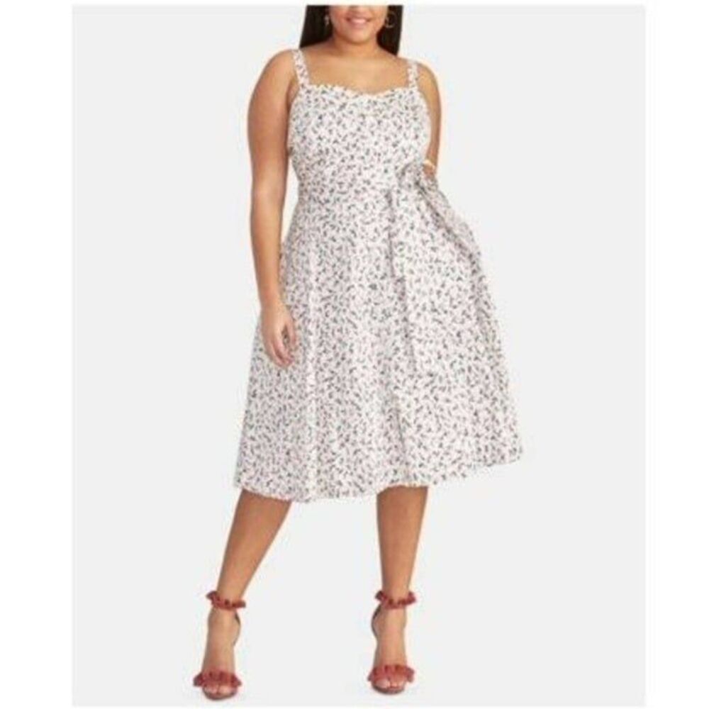 RACHEL Rachel Roy Womens Dress White 6 Floral Fit & Flare Pockets Side Zip